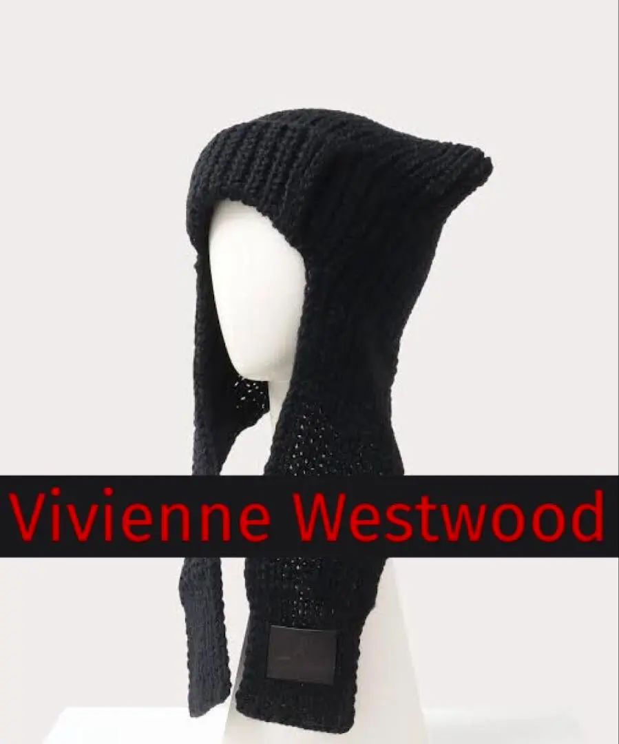 ヴィヴィアンウエストウッド◆キャットイヤーフラップニット⬛︎猫耳ニット帽⬛︎ブラック Rokkodo/Vivienne Westwood RED LABEL 静岡店:キャットイヤー