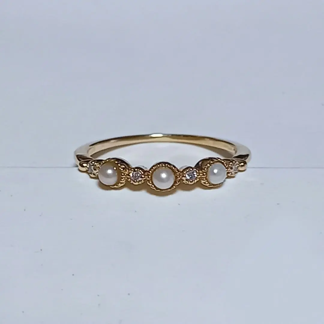 Thumbnail of agete K10 Diamond Pearl Ring, Size 11