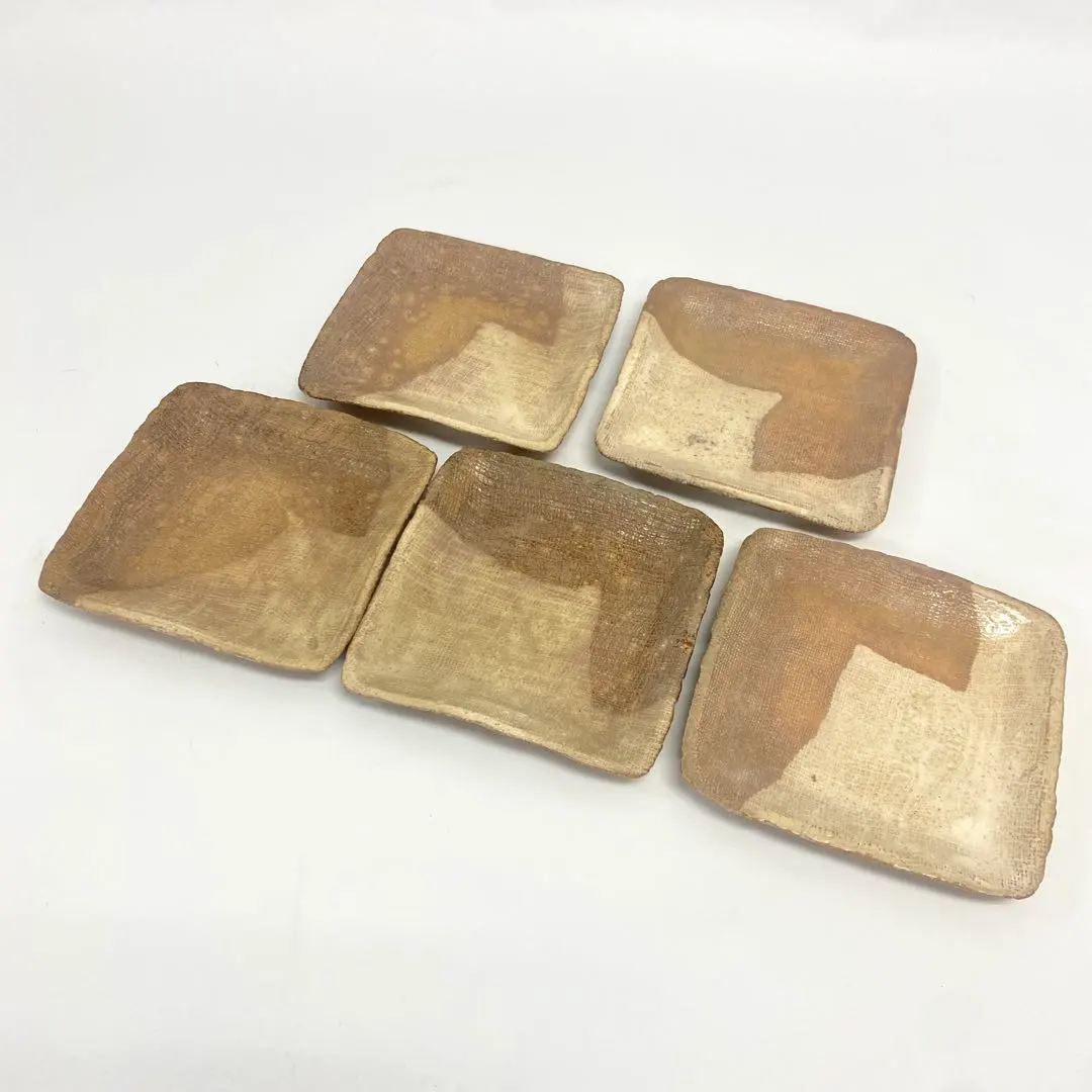 Thumbnail of G5 Saka-denka Hagi-yaki Square Plates, Set of 5, Individual Plates, Corner Plates, Side Dishes, Dessert Plates, Crafts, Small Plates