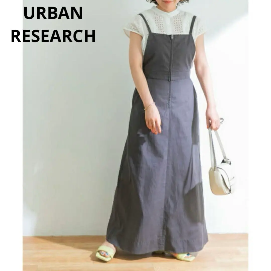 Thumbnail of Urban Research Linen Blend Flare Jumpsuit Long Dress Gray Linen 38