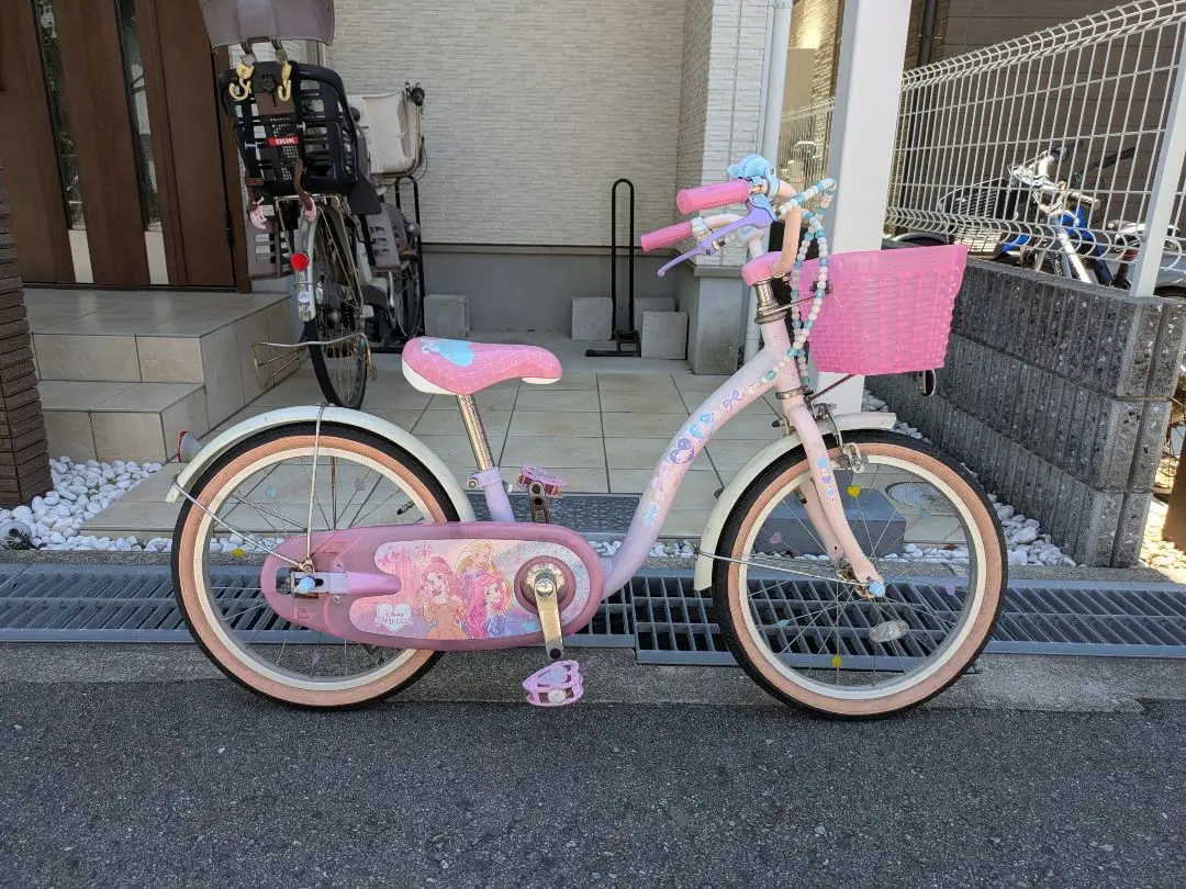 【東京都北区手渡or着払】ディズニープリンセス 子供自転車 16インチ 中古 東京都北区手渡or着払】ディズニープリンセス 留まり 子供自転車