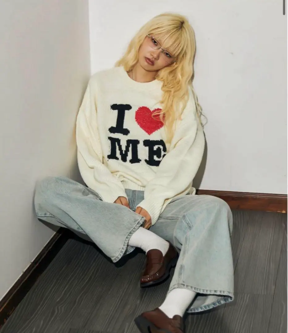 ACLENT I LOVE ME セーター Fサイズ ホワイト ACLENT I LOVE ME セーター Fサイズ ホワイト