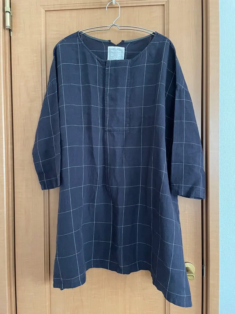 Thumbnail of BEARDSLEY Linen Shirt Navy Check Free Size