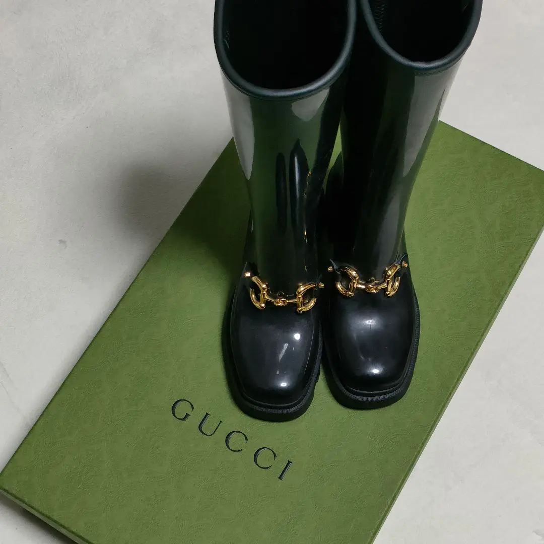 GUCCI ブラック レインブーツ 厚底 GUCCI ブラック レインブーツ 厚底