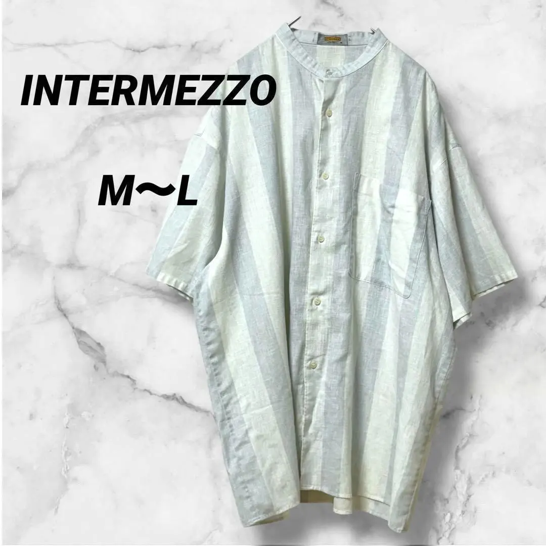 Thumbnail of 1077 Intermezzo Short Sleeve Shirt Gray Stripe Band Collar