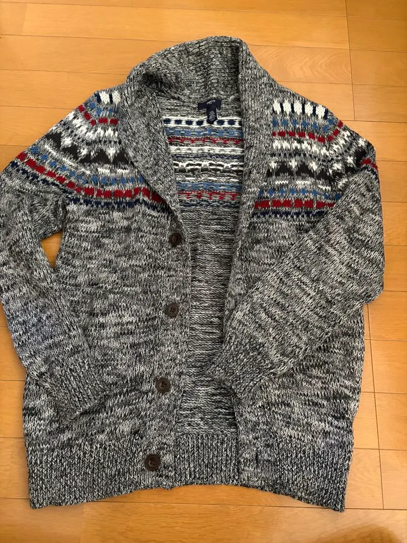 GapKids XL 灰色系開襟毛衣 的縮圖