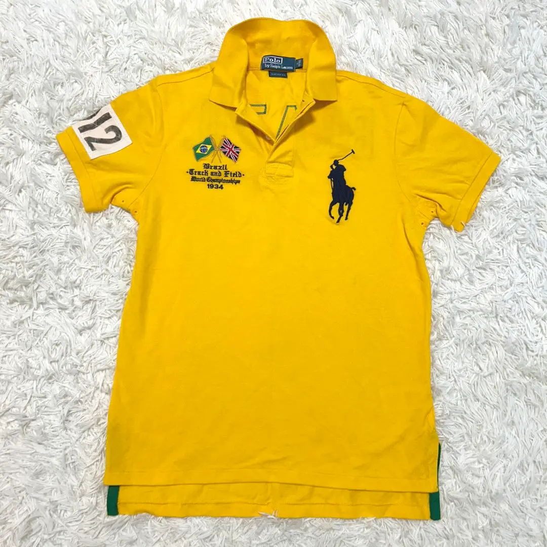80s ポロシャツ ポロラルフローレン BRASIL ビッグポニー 黒タグ 90s ポロラルフローレン ビッグポニー ポロシャツ 襟デニム USA