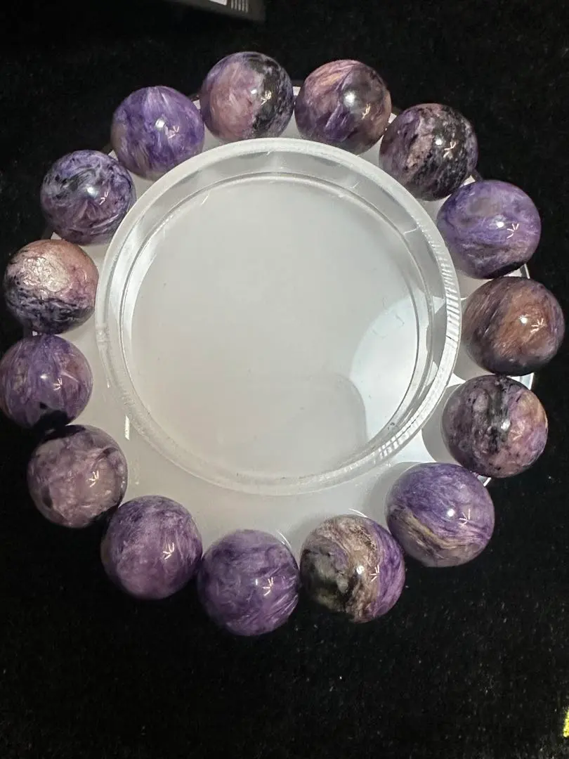 Thumbnail of Natural stone Charoite Silica 14.5mm, inner diameter 18.5cm, purple and pink beads bracelet