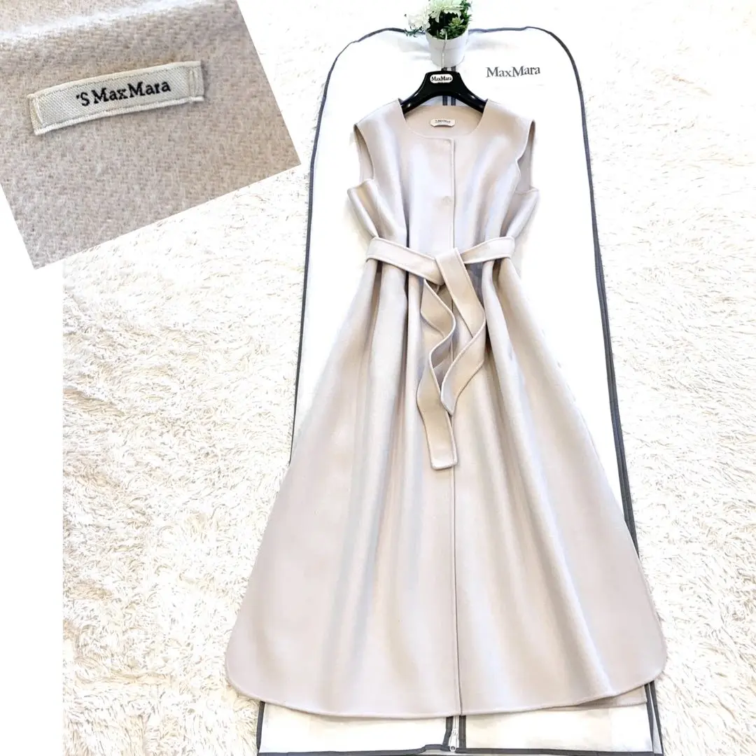 美品♡MaxMara クチートアマーノ ベルト付 ロング ジレ 黒 Lサイズ 2025年最新】マックスマーラ クチートアマーノ ジレの人気