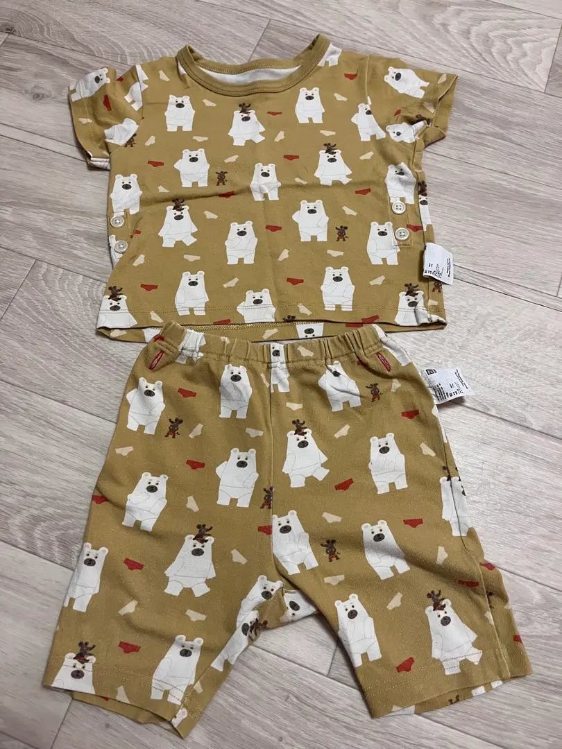 Thumbnail of UNIQLO White Bear Pattern Baby Pajamas - Polar Bear Pants - 80cm