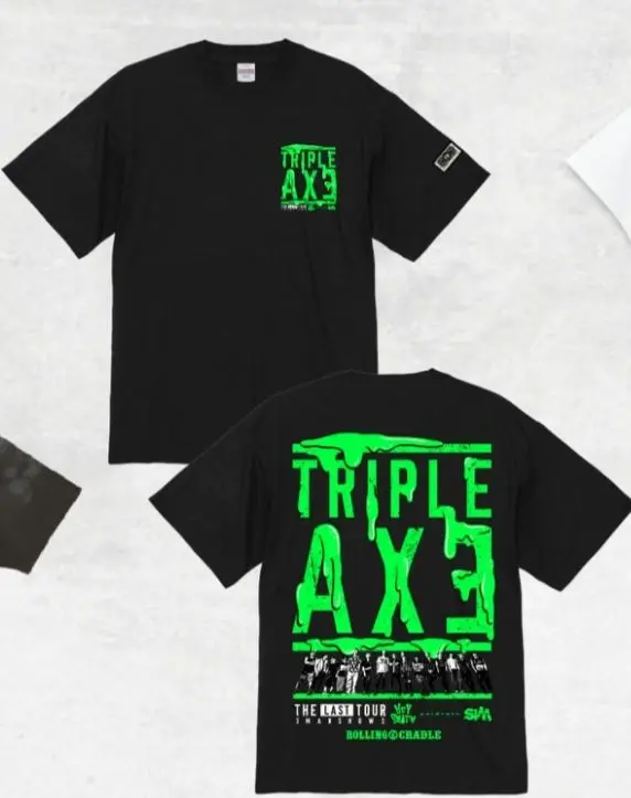 【新品未開封】TRIPLE AXE Tシャツ Lサイズ　ロリクレ TRIPLE AXE Tシャツ トリプルアックス 両面プリント 黒 L - メルカリ