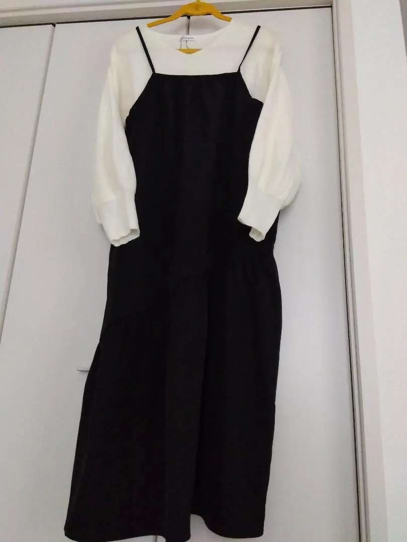 Thumbnail of Cami dress, black, with long-sleeved sweater
