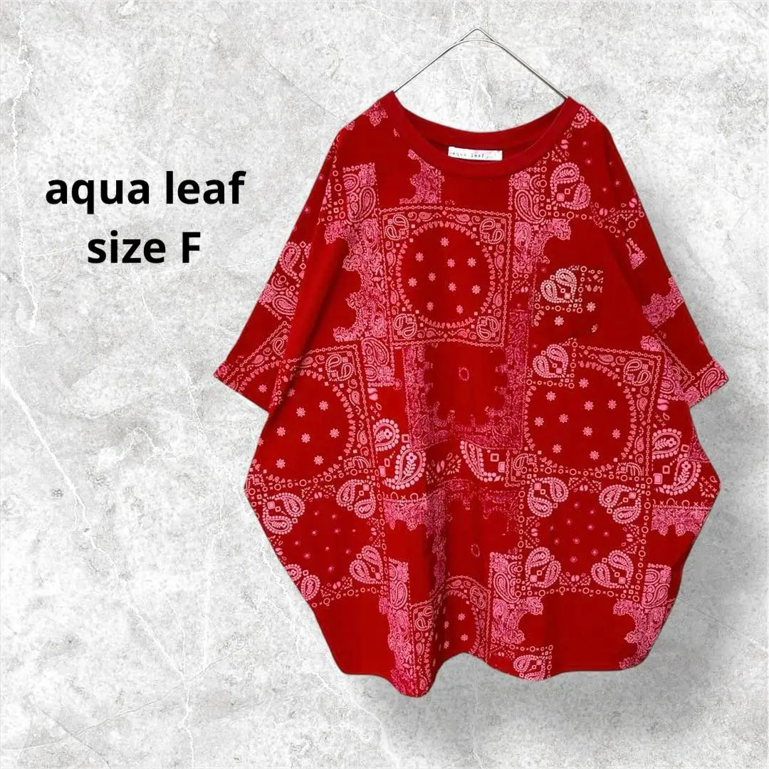 アクアリーフ T恤 紅色 頭巾花紋 超大碼 短袖 s6335 的縮圖