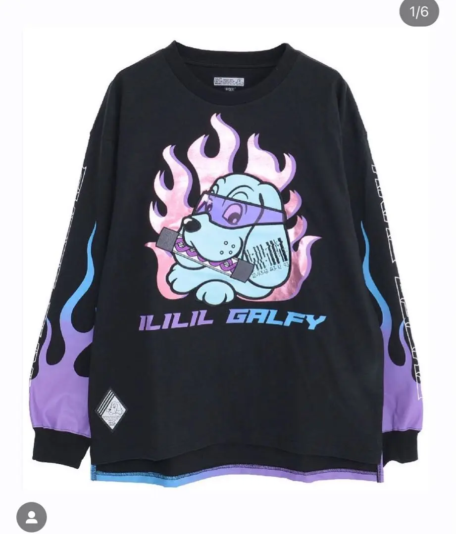 【希少】ililil ×ココロヤミ × GALFY ロンT 長袖 カットソー イルイルイル】ililil×ココロヤミ×GALFY コラボ 病みロンT 長袖