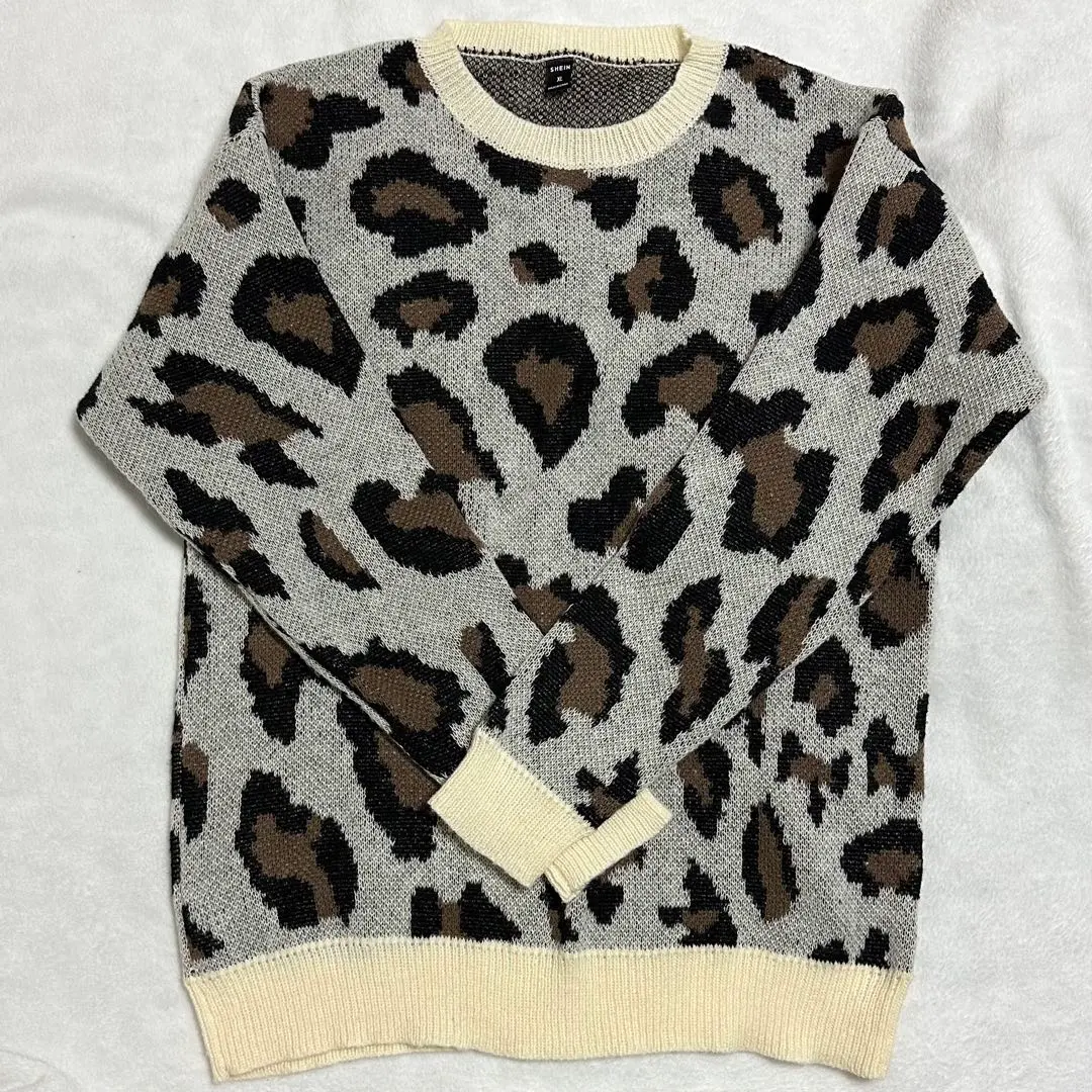 豹紋 豹紋針織毛衣 男 SHEIN 的縮圖