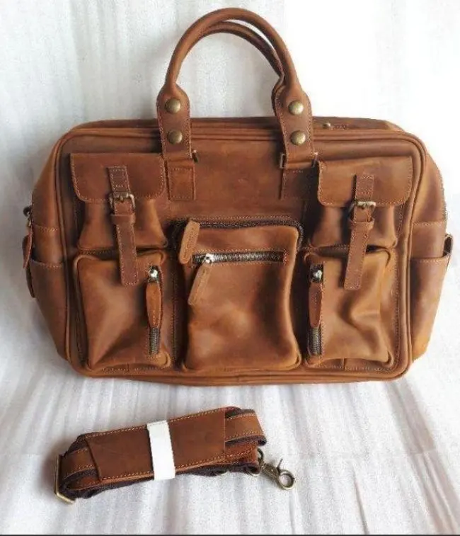 Thumbnail of High-quality, genuine cowhide leather, large capacity, men's business bag, with shoulder strap, new