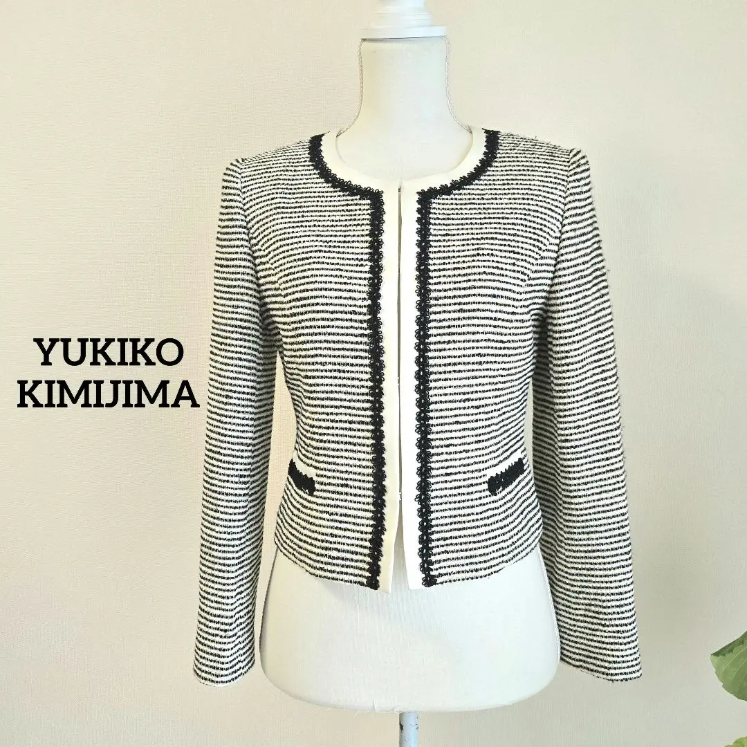 【希少美品】ユキコキミジマ　総刺繍　ビジュー　ノーカラジャケット　シルク混 ユキコキミジマ】カラーフォーマル ジャケット(4810708)11号