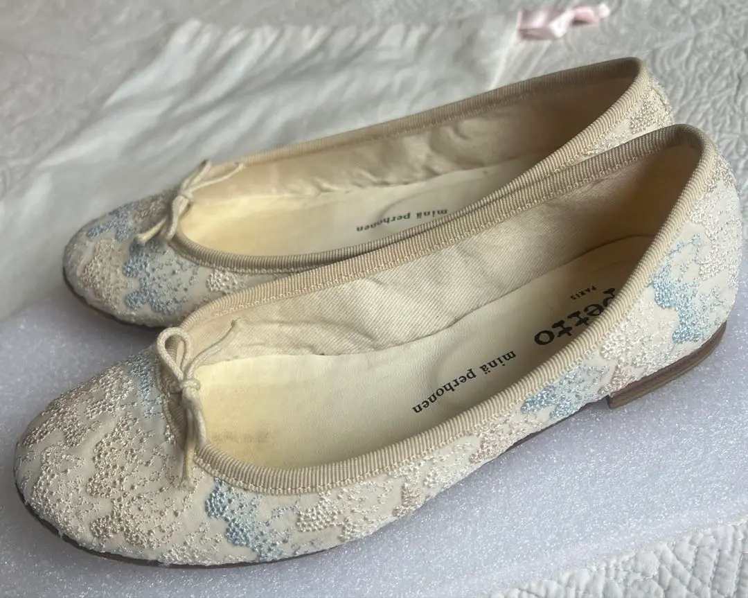 Repetto×mina perhonen バレエシューズ 38 1/2 ミナ ペルホネン×レペット、コラボで限定バレリーナシューズ