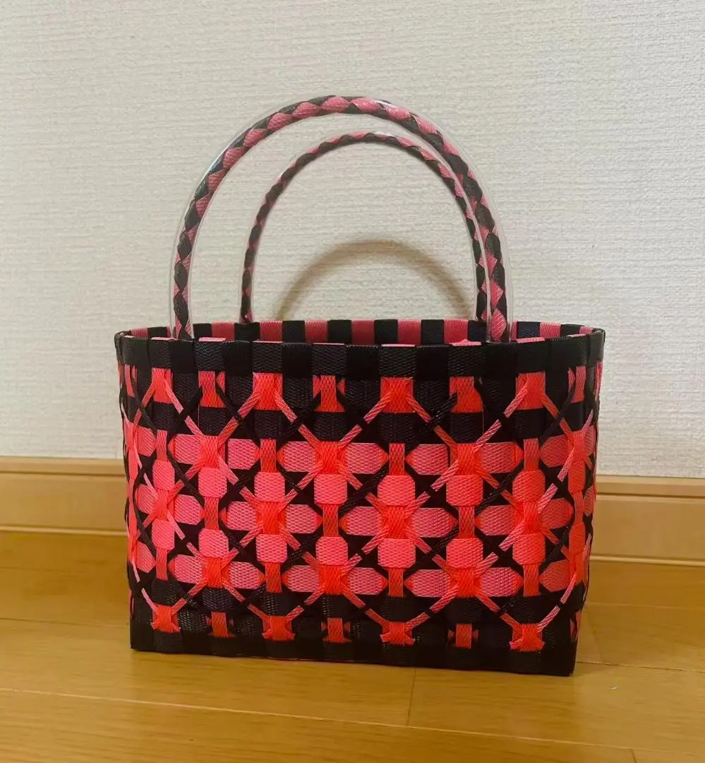 Thumbnail of Plastic basket, black x red