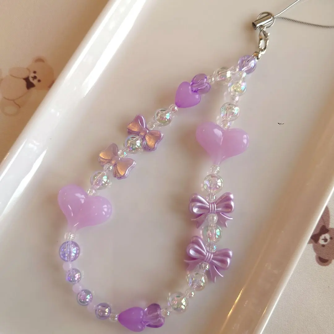 Thumbnail of No. 11 Beaded Strap - Purple, Glossy Heart, Ribbon, Member Color