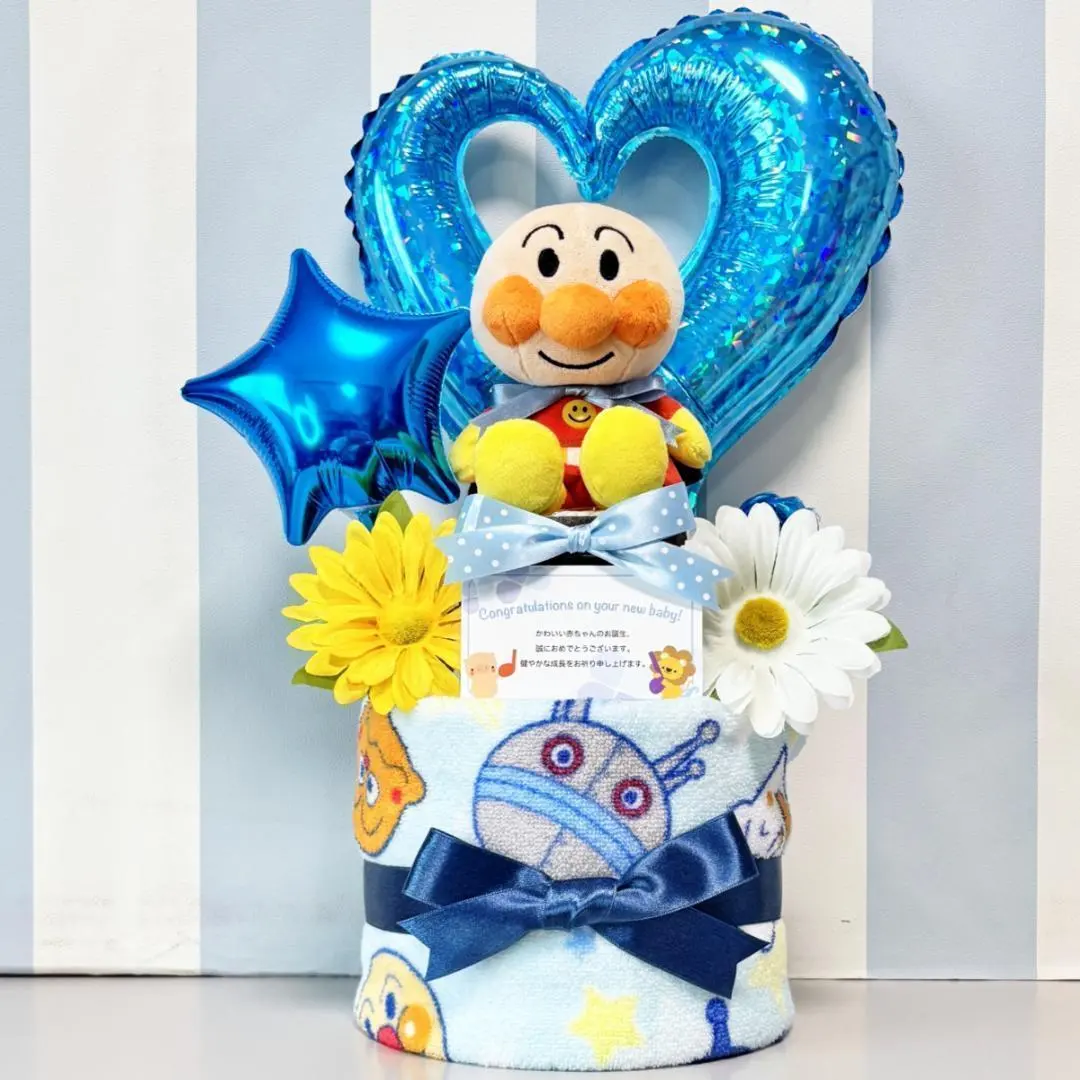 ★ 產後賀禮超人氣！麵包超人豪華兩層尿布蛋糕 男孩 的縮圖