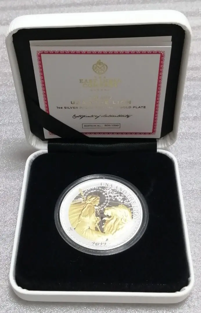 レトロ堂 ロイヤルミント 正規品 ウナとライオン 銀　クリスマスツリー飾り 最高鑑定品】5オンス銀貨 ウナとライオン イギリス領セント