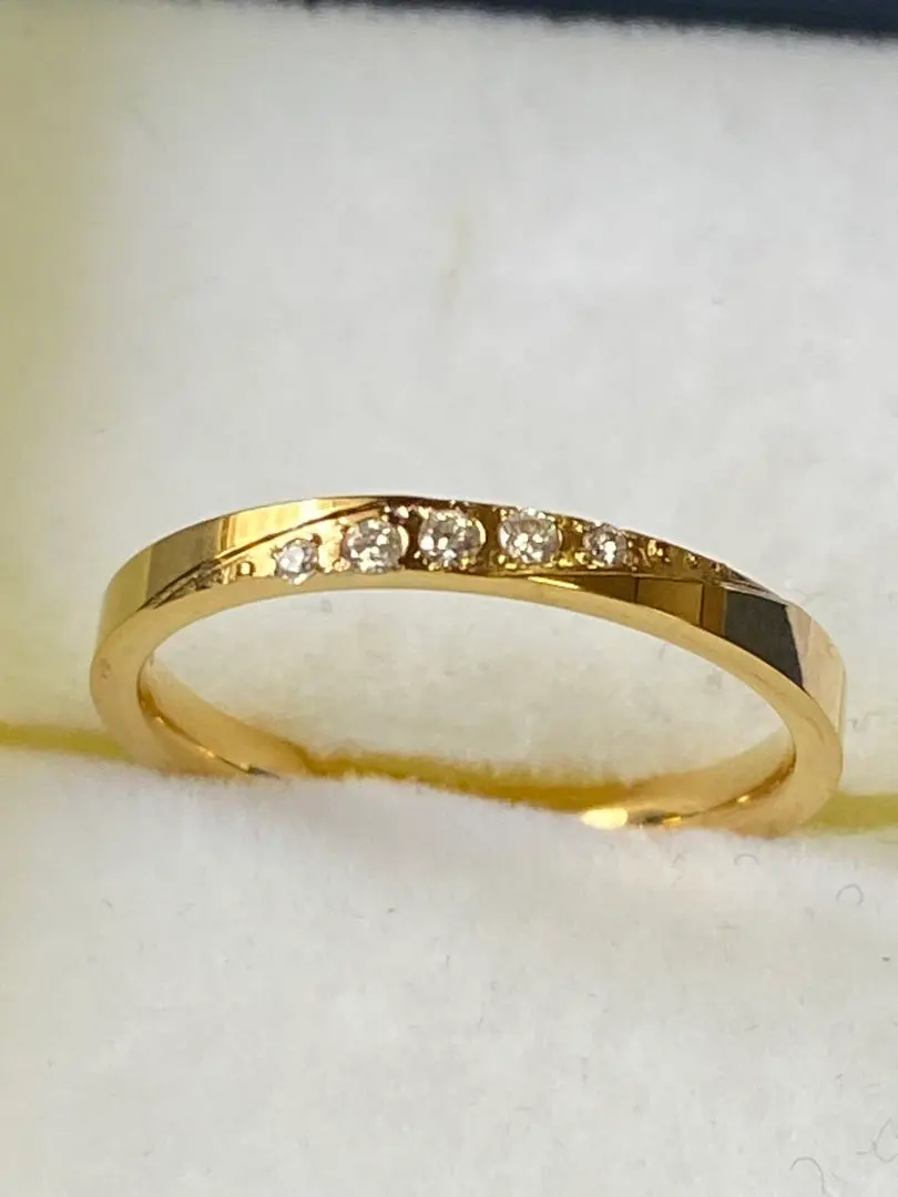 金色鈦金屬戒指 仿鑽石 14號 的縮圖