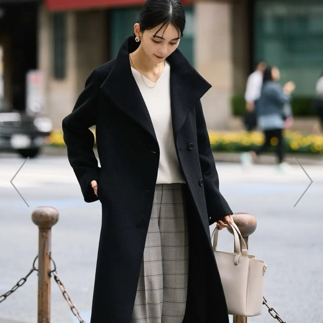 Thumbnail of a.v.v. Folded Lapel Long Coat Black XS