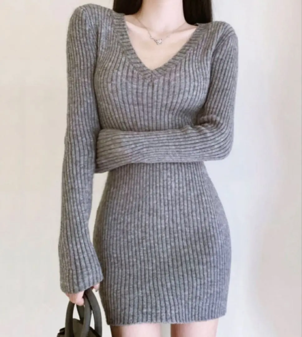 Thumbnail of salang New V-neck Ribbed Mini Dress