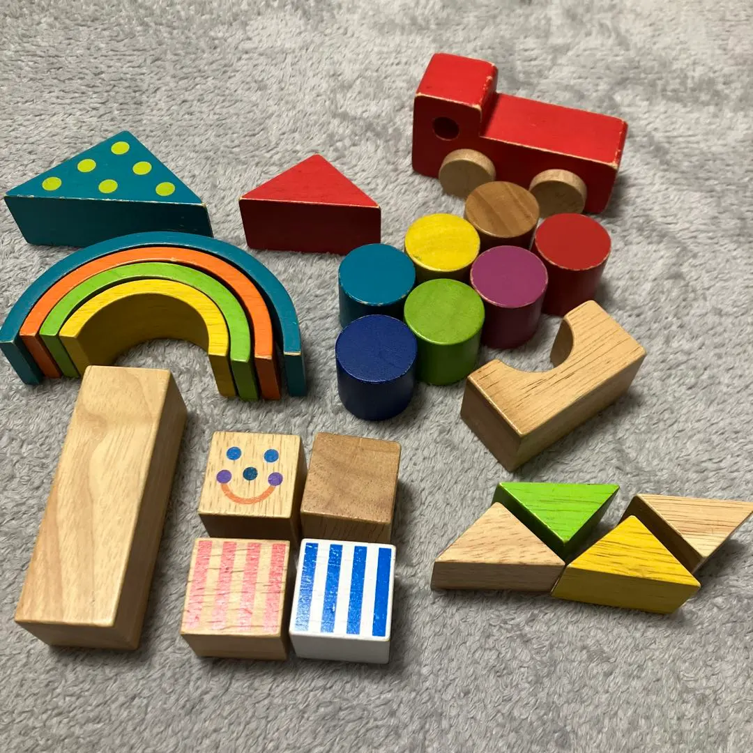 Thumbnail of Colorful Wooden Building Blocks Set - Educational Toy - Rainbow - Various Shapes