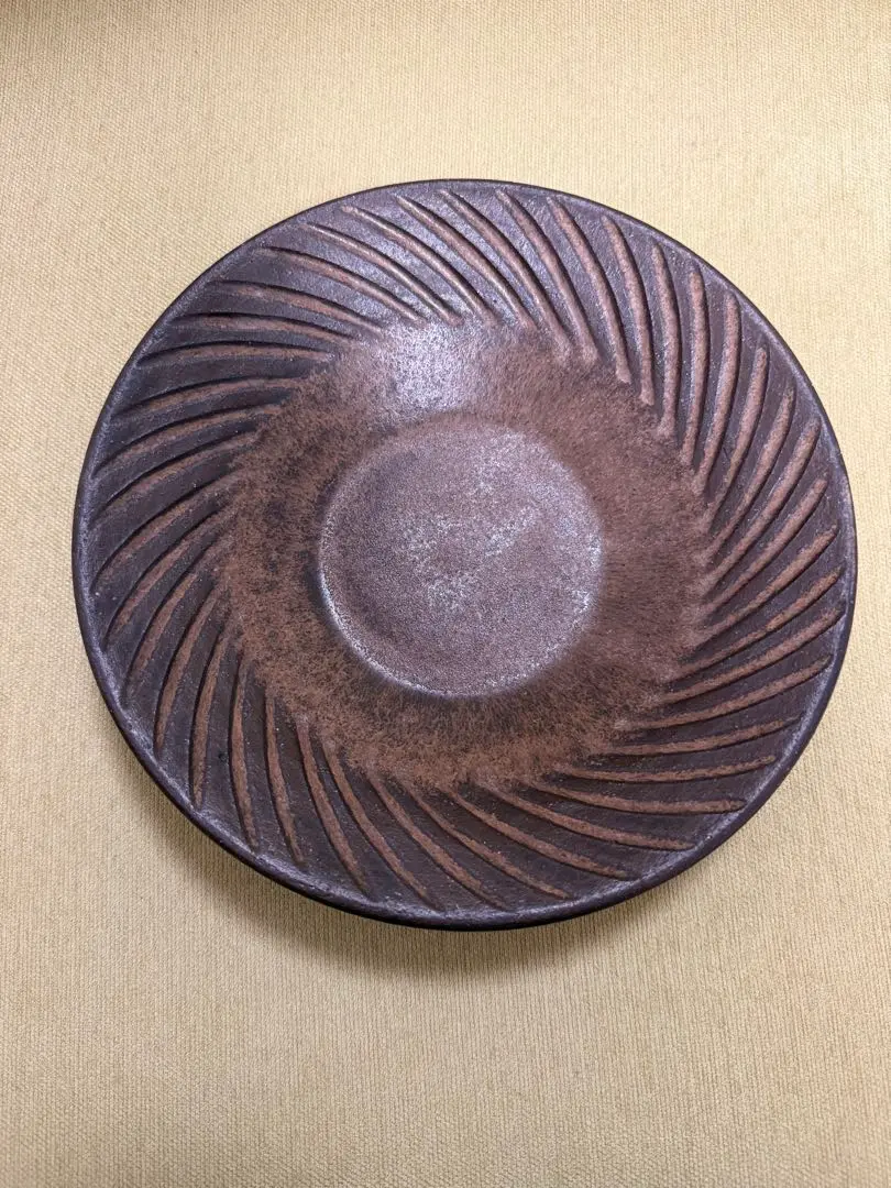 【新品】小澤基晴　8寸ぐるぐるブロンズしのぎ　浅鉢 小澤基晴｜（訳あり）ブロンズ ぐるぐる8寸鉢｜和食器通販