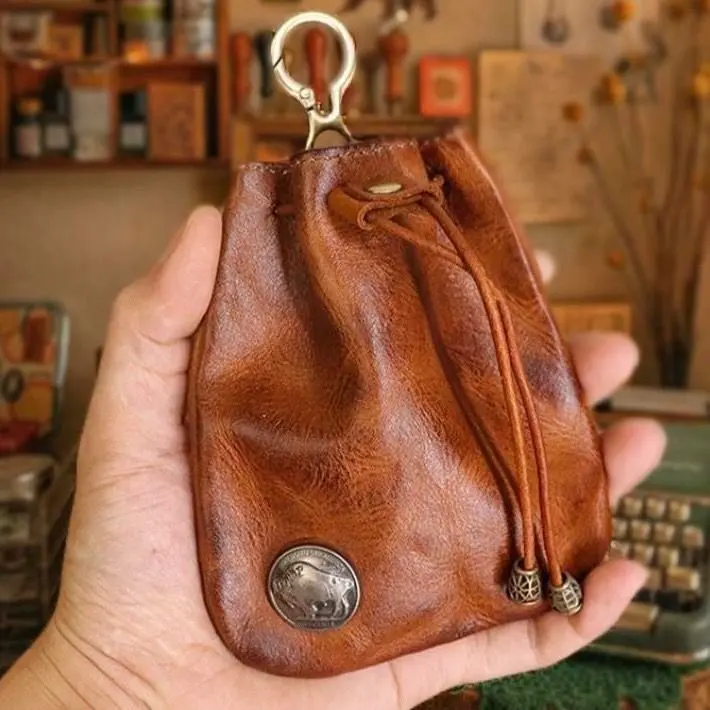 Thumbnail of Medicine Bag Hip Bag Pouch Small Items Leather Genuine Leather American Casual Brown Black