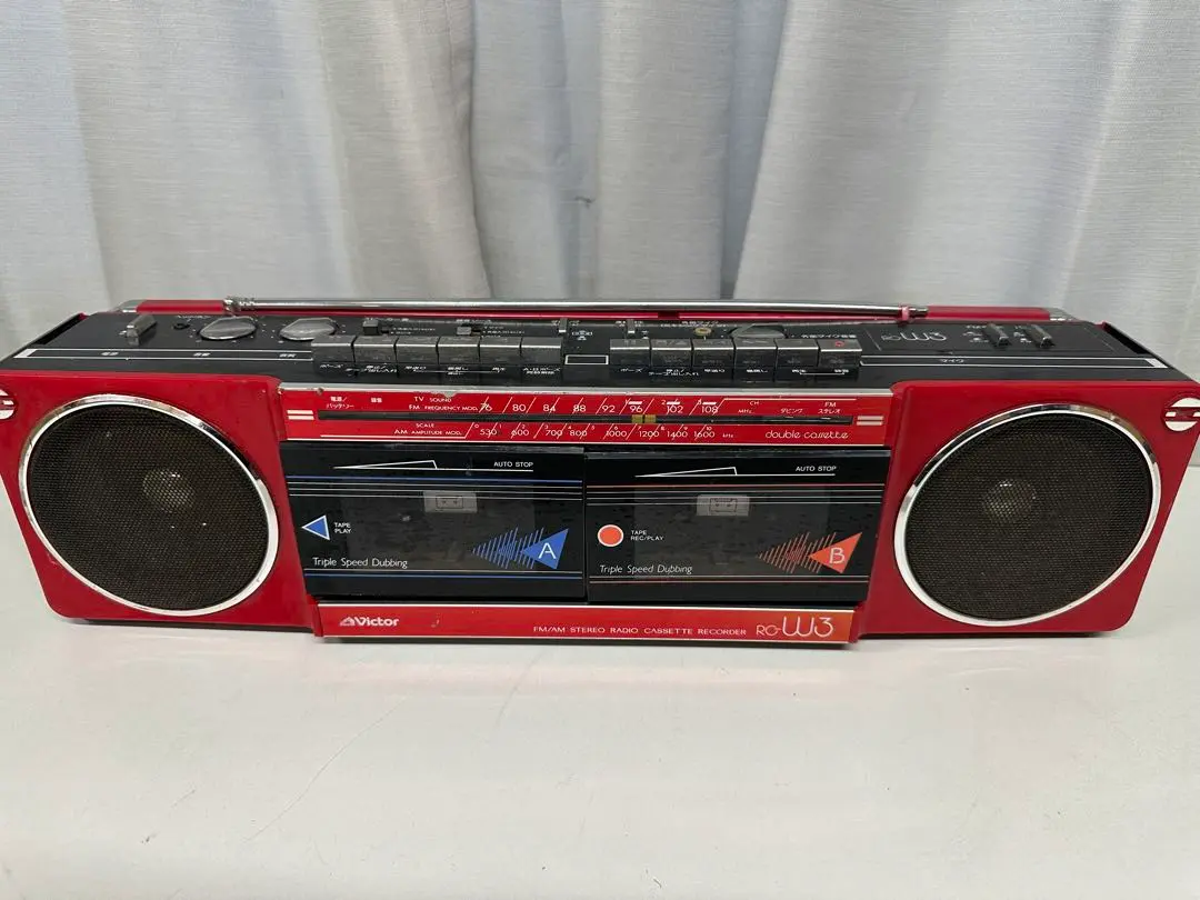 ビクター　RC‐W3　ステレオラジオ　カセットレコーダー(白色) Yahoo!オークション -「rc-w3」(家電、AV、カメラ) の落札相場