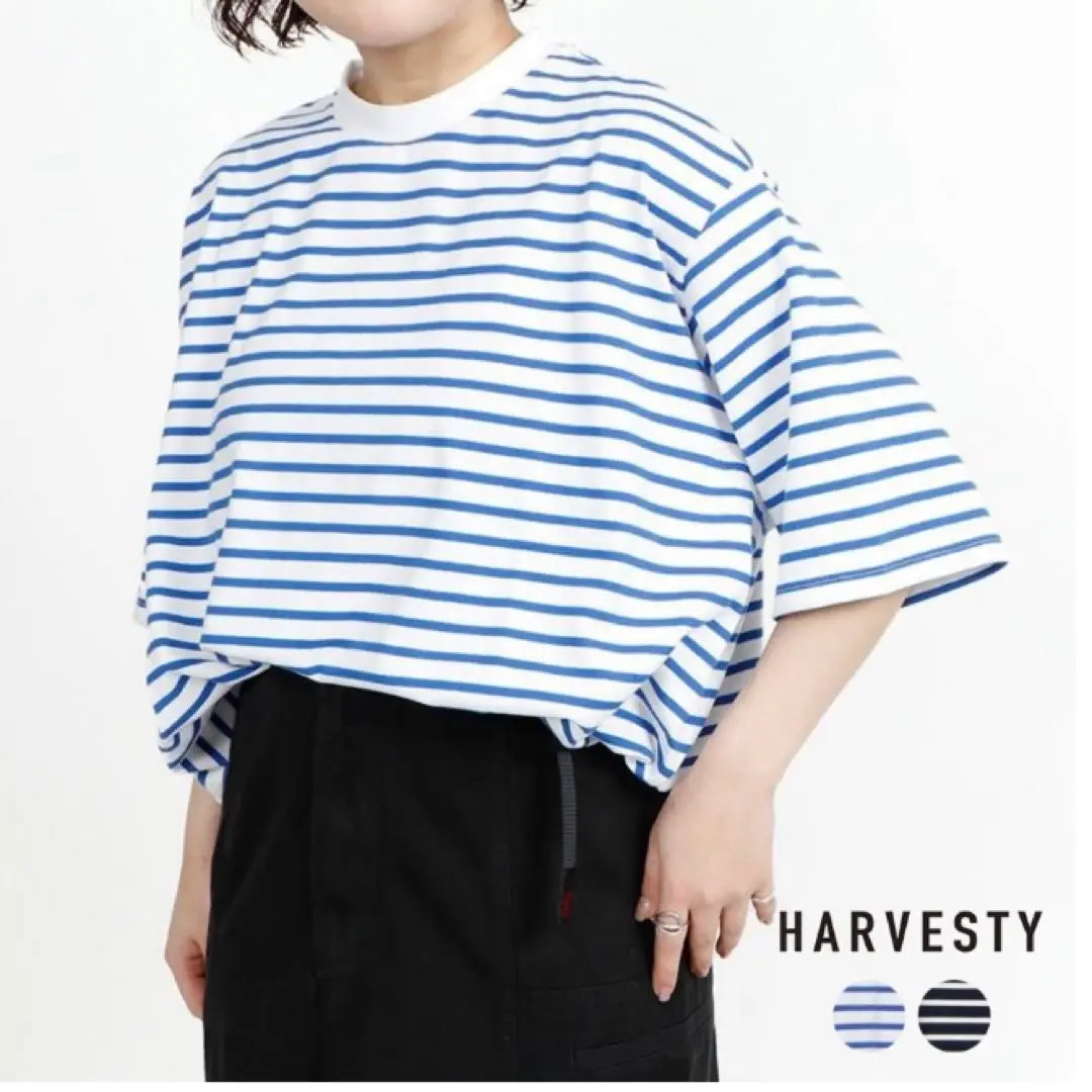 HARVESTY白×青ボーダー半袖T HARVESTY白×青ボーダー半袖T （HARVESTY白×青ボーダー半袖T