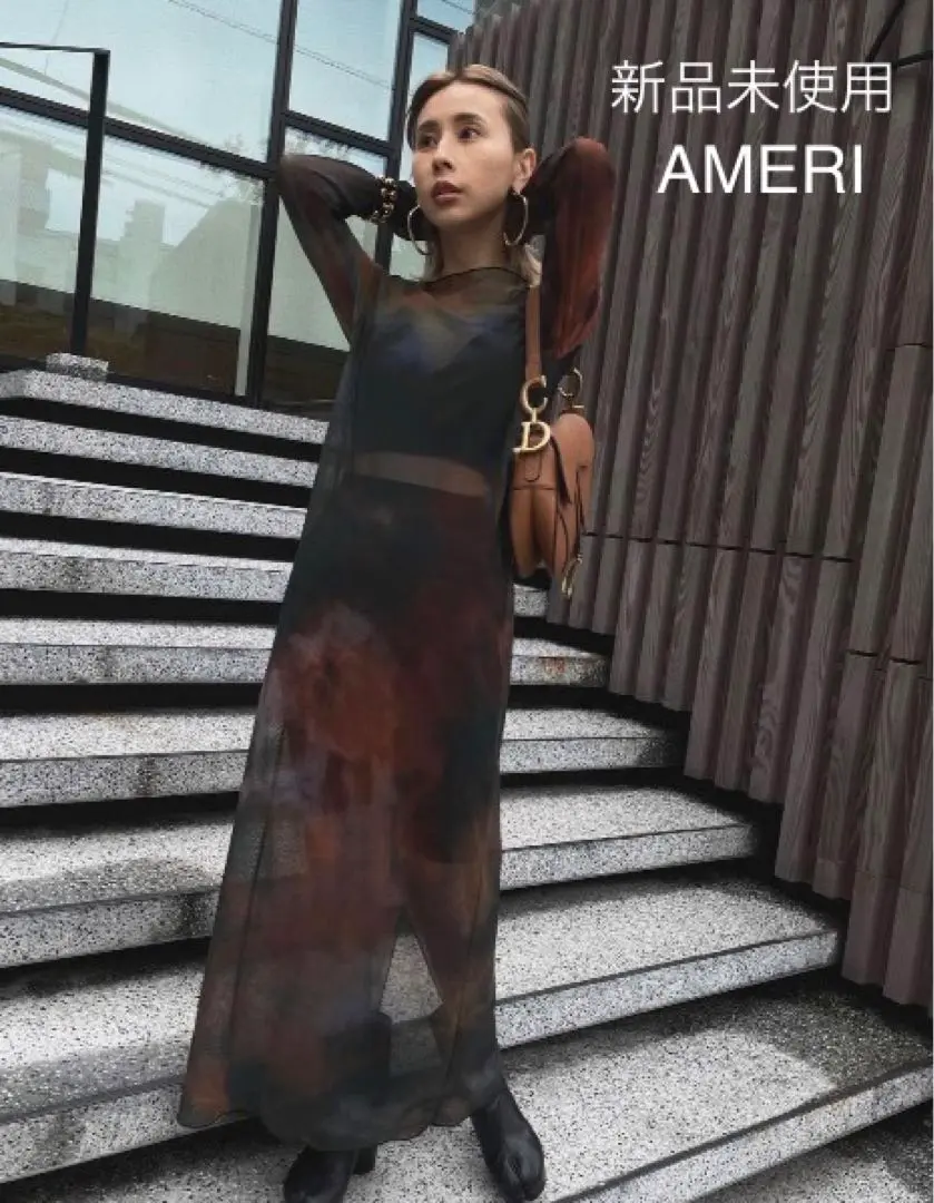 本日限定価格AMERI ミランダタイダイシアーロングトップ