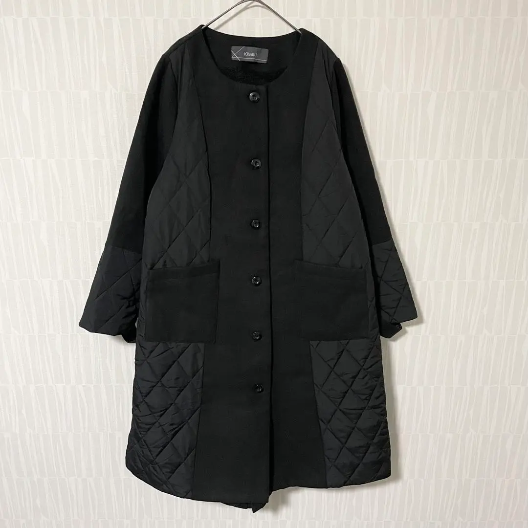 極美品 kOhAKU キルティング ボア 切返し スーパーロングコート コハク kOhAKU異素材切替フーディーコート [品番：MITW0015476