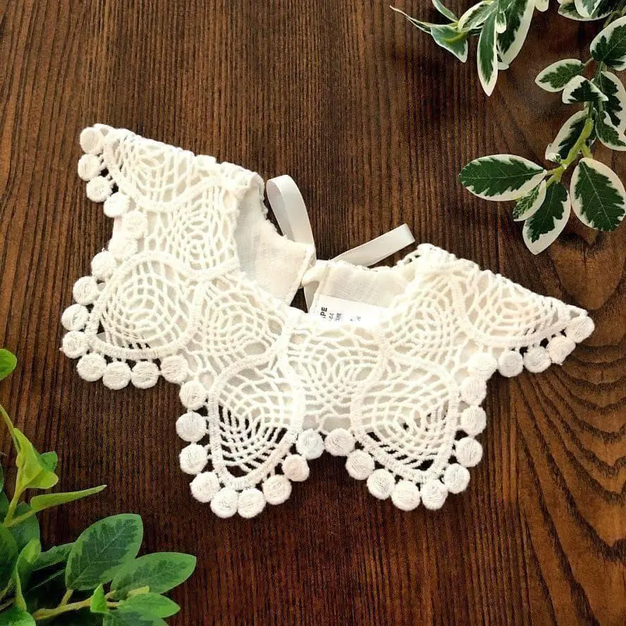 Thumbnail of Also aつけ襟♡ [360° Lace Bib A | White] Baby White Bib Girl Cotton