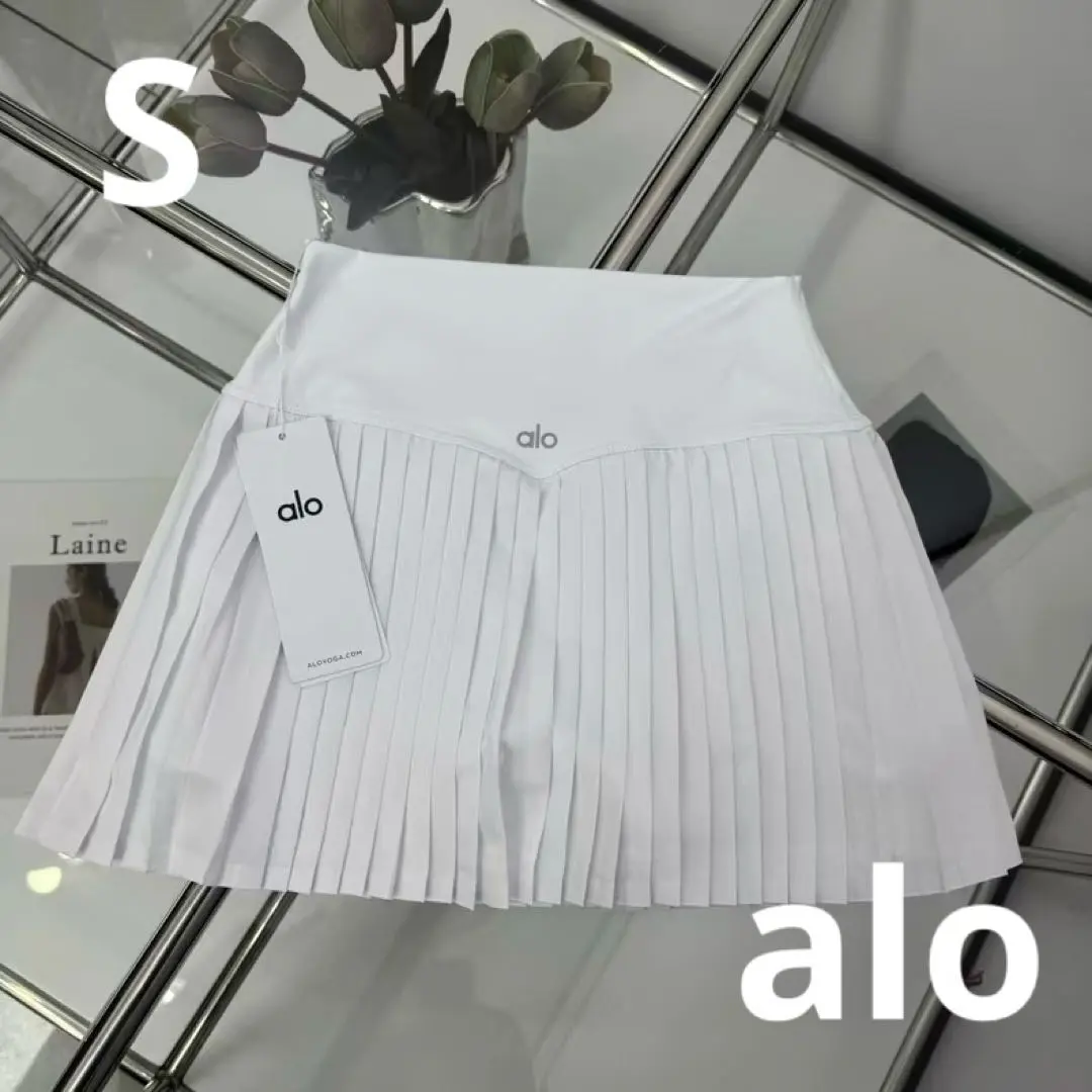 alo yoga プリーツスカート テニススコート 白 - メルカリ