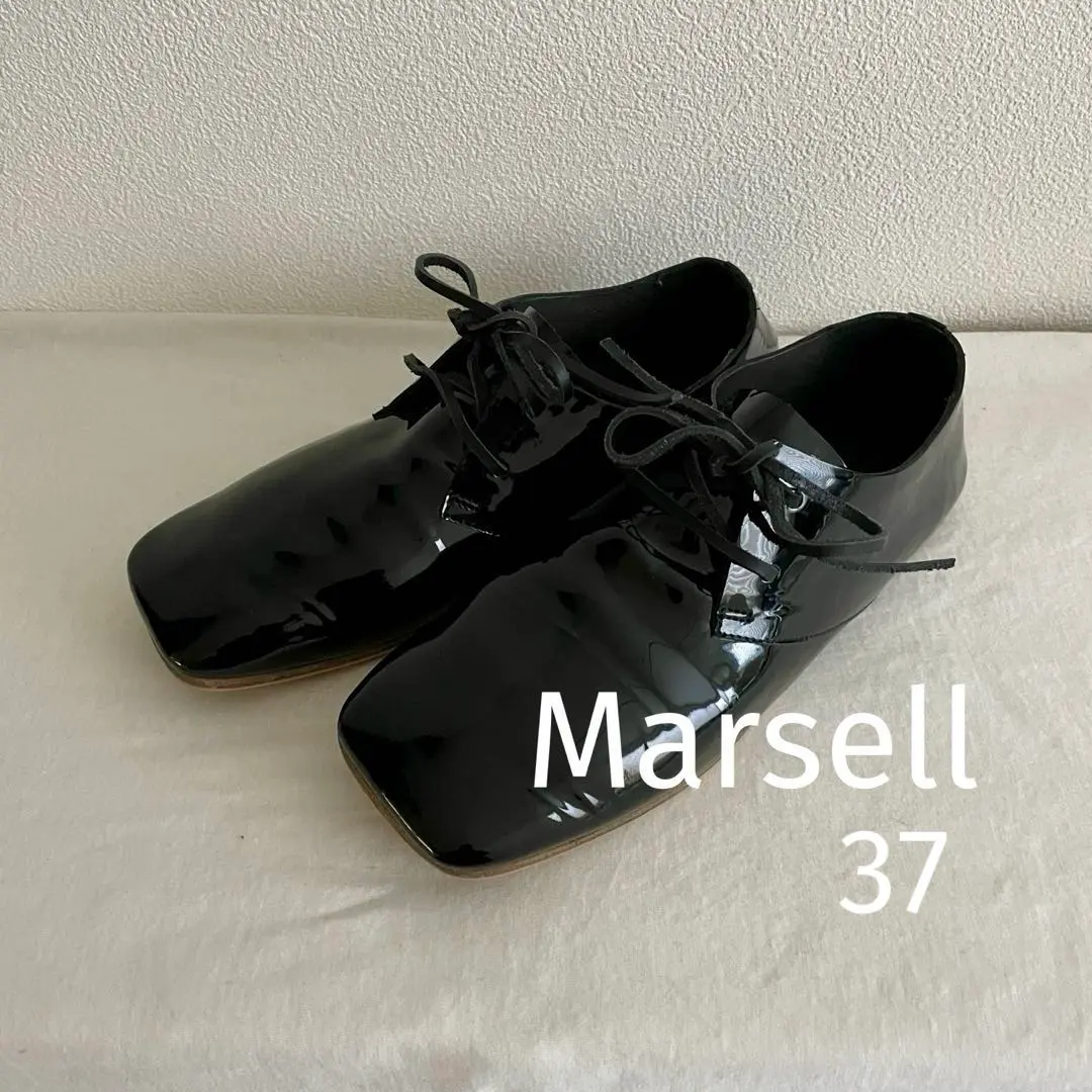 Marsell(マルセル) スクエアトゥレースアップ革靴 ブラック
