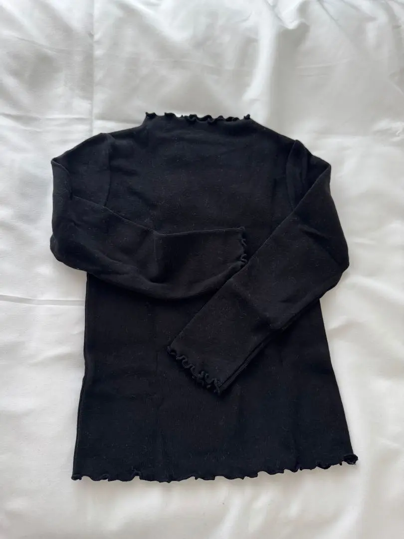 Thumbnail of LINDO Korean children's clothing, black long-sleeved sweater with frills