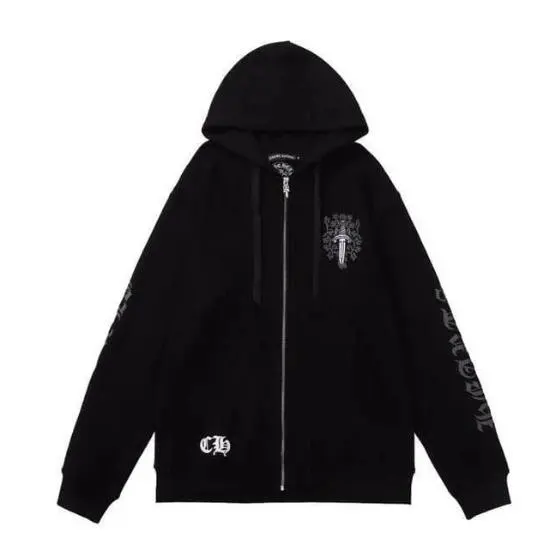 Thumbnail of Chrome Hearts Graphic Design Zip-Up Hoodie Black