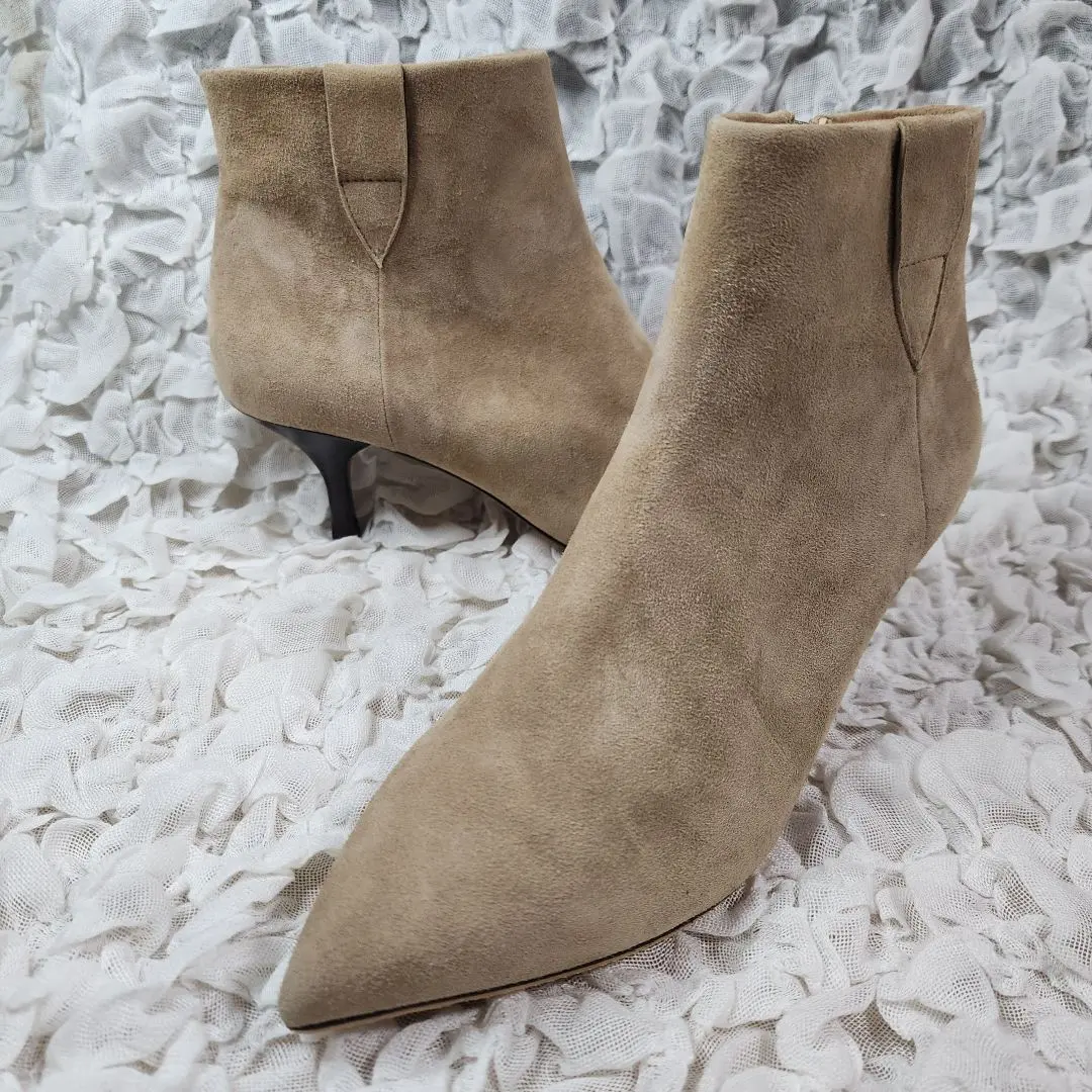 Thumbnail of Unused Morobe Suede Zip Fastener Booties Boots Beige