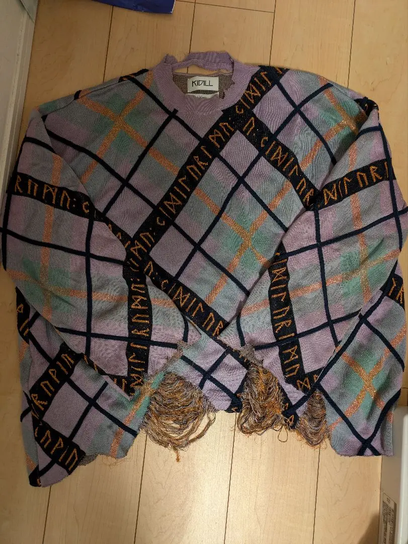 KIDILL×rurumu Tartan Check Knit ラメ ピンク