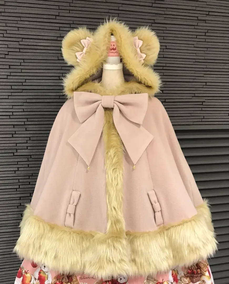 メタモルフォーゼタンドゥフィーユ　くま耳ポンチョコート　マント　黒 2025年最新】metamorphose temps de fille ポンチョ・ケープ