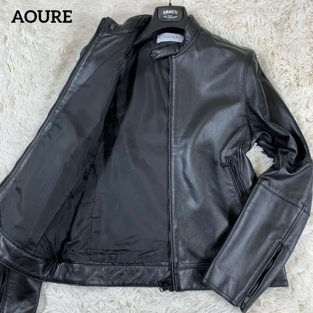 未使用✨️【AOURE】アウール シングルライダース 羊革 レザージャケット M 中古・古着通販】AOURE (アウール) ウォッシュドレザー