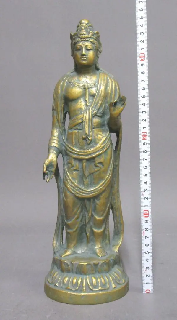 北村西望造 聖観音菩薩像 仏教美術 銅製 銅器　SX236 北村西望造 聖観音菩薩像 仏教美術 銅製 銅器 SX236