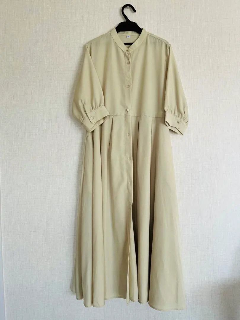 Thumbnail of Very pale yellow-green shirt dress. 100% polyester.