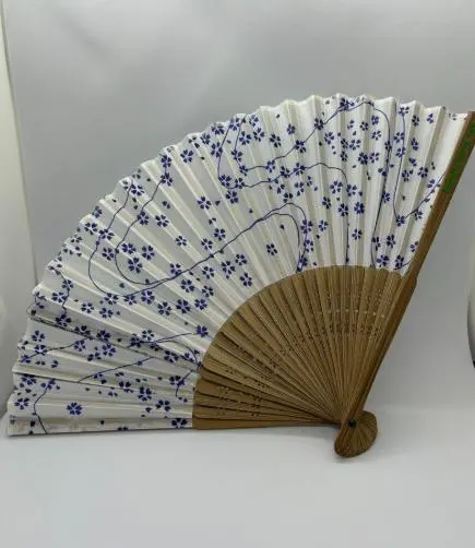 Thumbnail of Blue floral bamboo fan
