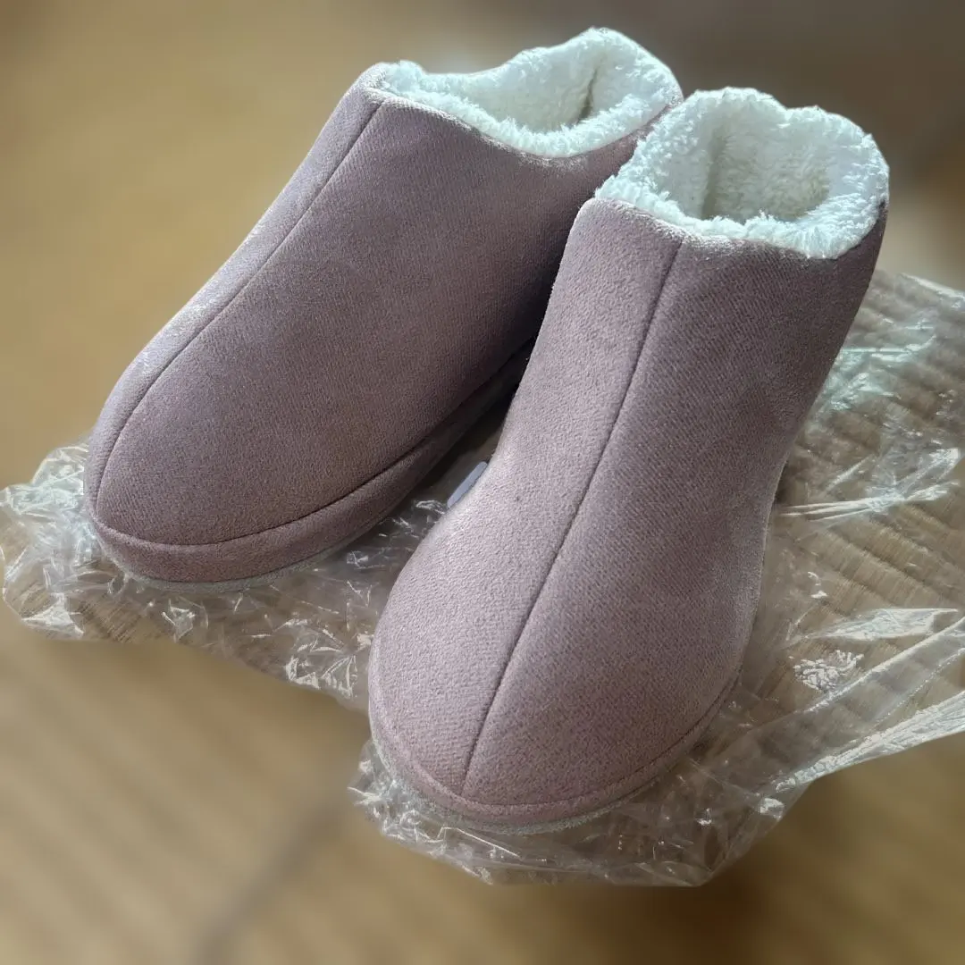 粉紅色 法蘭絨 羊羔毛內裡 拖鞋 的縮圖