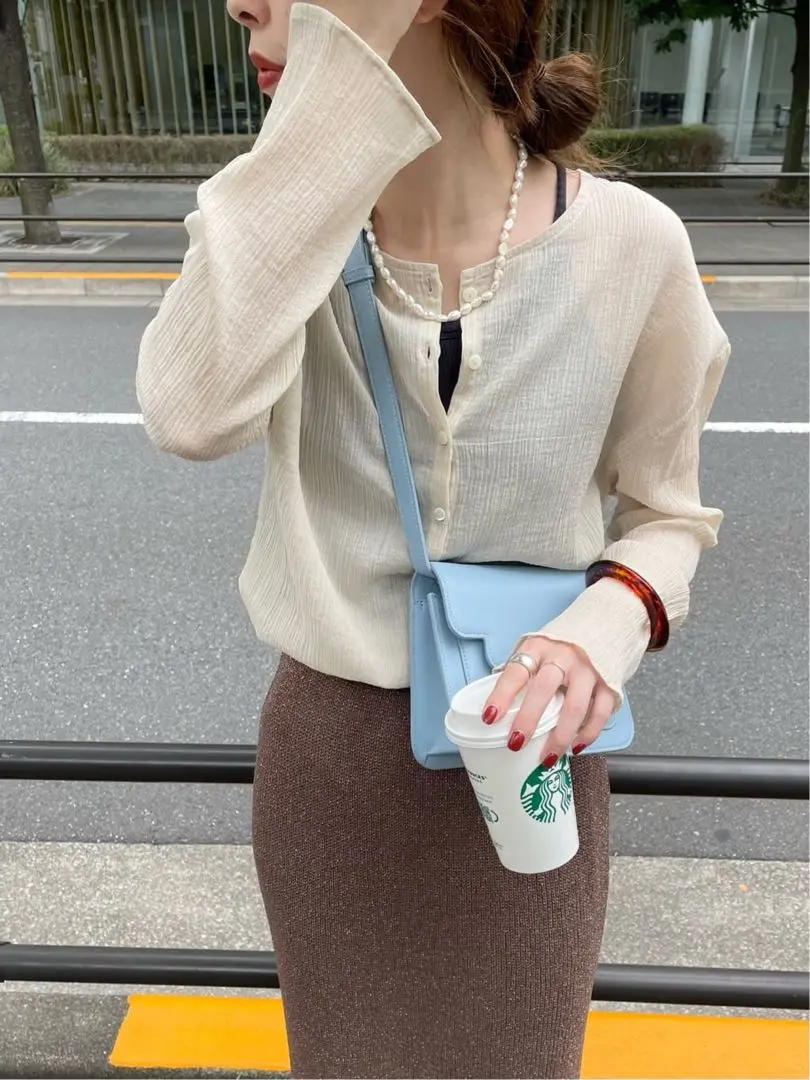 【新品タグ付】SHENERY シーナリー 2WAYコットンシアー楊柳ブラウス SHENERY】2WAYコットンシアー楊柳ブラウス | OUTLET